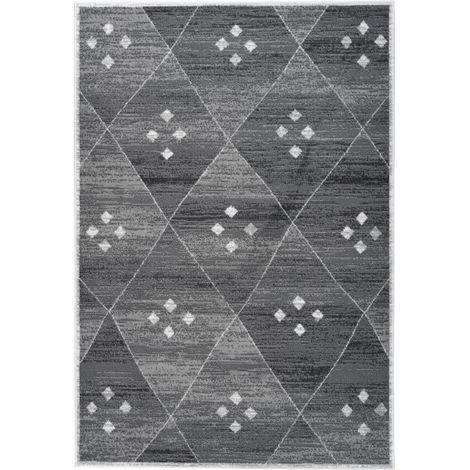 Tapis Géométrique à Poils Courts "Vancouver V" Gris 80 x 150 cm (1/4)