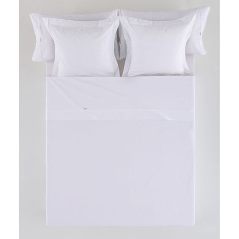 SABANA ENCIMERA de satén, color blanco - Cama de 150/160 100% algodón -  hilos. Gramage: 118 (1/4)