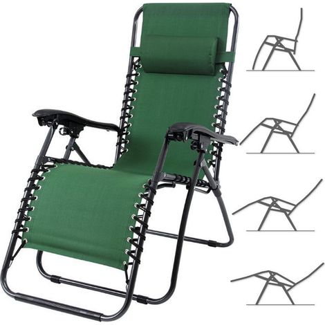 Sedia da Giardino Poltrona Relax Pieghevole Gravita Zero Acciaio Oxford Verde