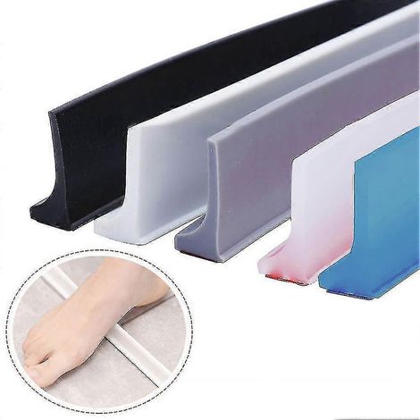 [2F] Silikon-Duschdichtung, Wasserstopper für Badezimmer, Dichtungsstreifen für Behälter, Trocken- und Nasstrennung, Türdichtungsstreifen, Schwarz, 200 cm (1/4)