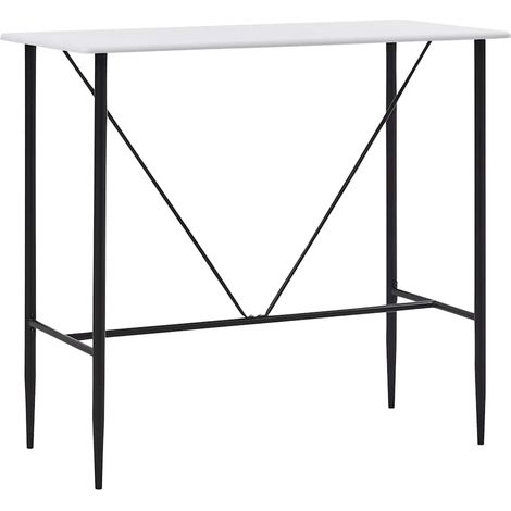 Table haute Table de bar - Mange-Debout Blanc 120 x 60 x 110 cm MDF BV769226 - BonneVie (1/5)