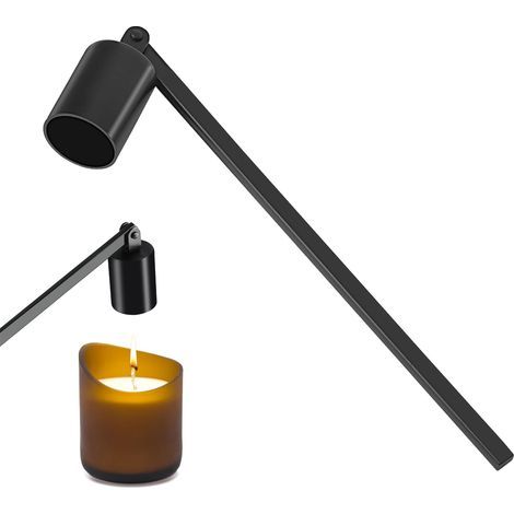 Eteignoi à Bougie, Eteignoi Bougie en Métal, Extincteu de Bougie en Acie Inoxydable à Long Manche, Etouffoi Bougie pou Eteinde Les Flammes de La Mèche (Noi) (1/5)