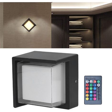 Applique murale LED 5W en acrylique avec télécommande RGB, idéale pour le salon, la chambre, la table de chevet, l'extérieur (étanche), les murs extérieurs, les couloirs d'hôtel et les cours. (1/5)