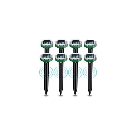 Solar Mole Repellent 8 pcs – IP65 Waterproof Ultrasonic Devices, High-Efficiency Panels, 7500 sq ft Range, Durable ABS for Garden (1/5)
