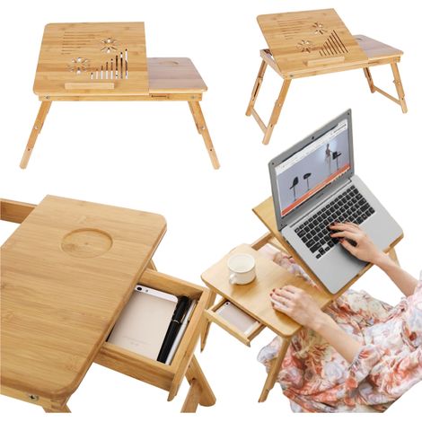 Tavolino da colazione a letto, vassoio per laptop a letto, gambe in legno (1/5)
