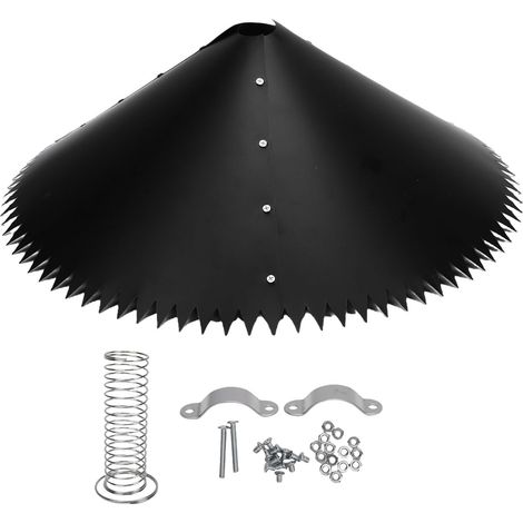 Déflecteurs d'écureuil avec pointes pour poteau de mangeoire à oiseaux, 3 pièces, protection enveloppante, résistant aux intempéries, noir (1/5)