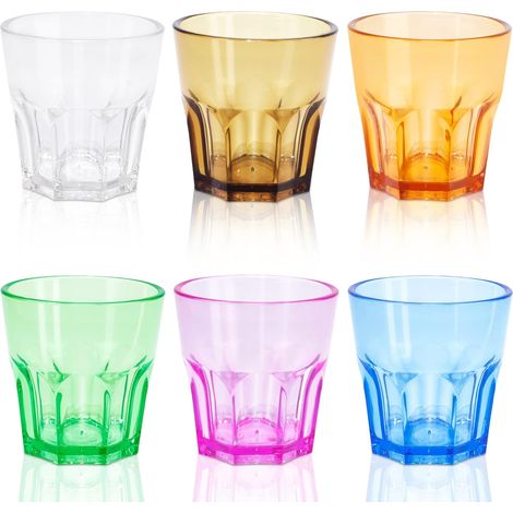 Gobelets acrylique réutilisables – Lot de 6 160 ml – 6 couleurs – Sans BPA – Empilables anti-casse (1/5)