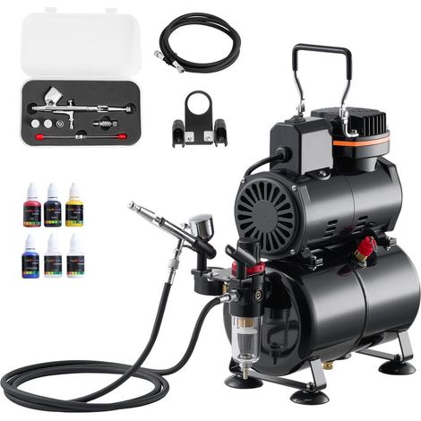 Kit Aérographe Compresseur Réservoir 3 L Pistolet Double Action 3 Buses 0,2/0,3/0,5 mm 1/6 HP 120 W Pâtisserie Modélisme (1/5)