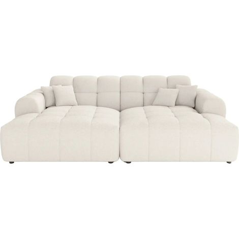 ALEXIA XL - Canapé droit tissu bouclette 4 places - Beige