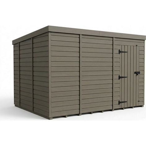 13ft x 10ft Composite Pent Garden Shed Single Door No Windows - Composite - L396 x W305 x H210 cm - Grey
