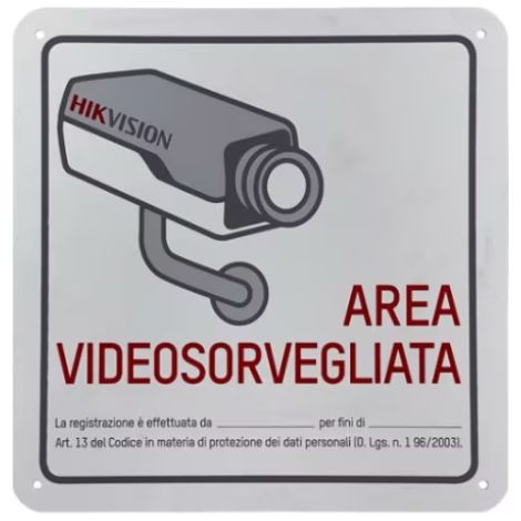 Cartello area videosorvegliata 20x20 hikvision 150104813