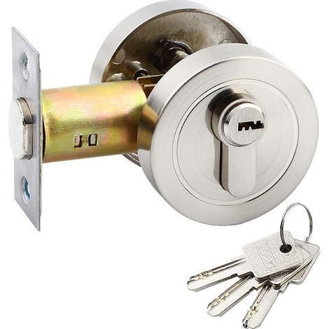 Serrure de porte à pêne dormant monocylindre rond, avec clé, en alliage de zinc, convenant aux portes d'entrée, aux portes de passage et aux portes de couloir. (1/5)