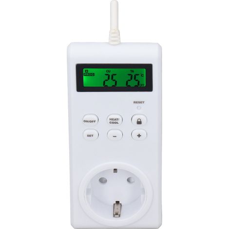 Prise thermostatique programmable sans fil avec interrupteur de commande automatique de température et prise européenne 230 V (1/5)