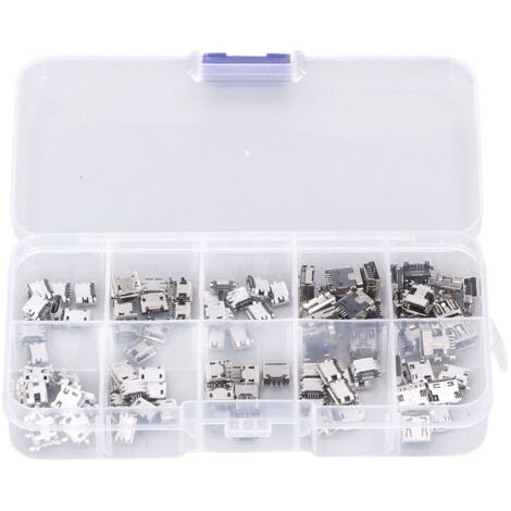 DEESSE SHOP-100 Pièces Micro MINI USB Prise Femelle Connecteur Micro USB Prises USB Réparation Remplacement Adaptateur Assortiment Ensemble avec Boîte de Rangement (1/5)