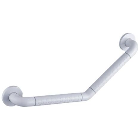 QORVA-Barre de maintien 135° pour douche et baignoire – Acier inoxydable et PVC – Longueur 25cm – Charge maximale 50kg – Antidérapante et imperméable