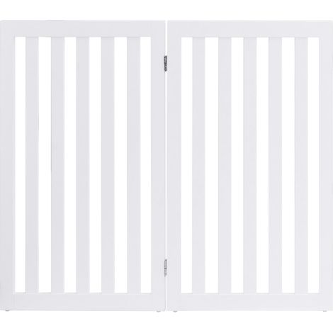 Barrière autoportante chien 101 x 1,5 x 89 cm pliable antidérapante design moderne en MDF blanc