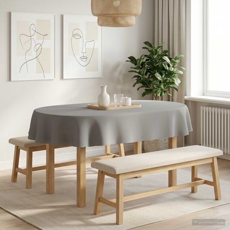 vidaXL Tela para Mesa 5 uds. Ovalado Gris Claro 130 x 180 cm Poliéster (1/5)