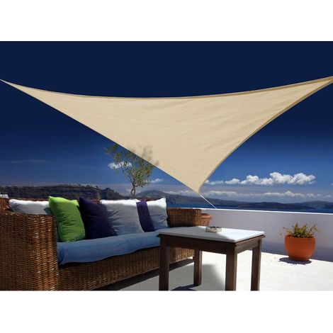 Voile d'ombrage triangulaire 3,60 x 3,60 x 3,60 m - Austral - Sable - Jardiline (1/3)