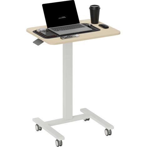 Bureau Assis Debout Réglable en Hauteur 68-108 cm Pupitre Mobile Ordinateur Portable Table Informatique 4 Roulettes 65x48 cm Jaune (1/5)
