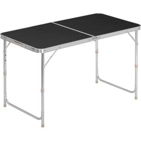 WOLTU Campingtisch Klapptisch Gartentisch Arbeitstisch Balkontisch höhenverstellbar Aluminium MDF Schwarz (1/5)
