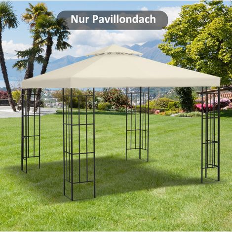 Tetto di ricambio per gazebo metallico 3x3 m, poliestere 180 g/m², bianco crema, OKWISH (1/5)