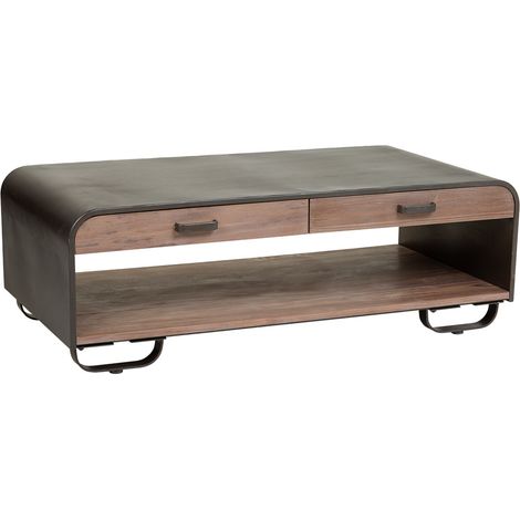 Mesa de centro de madera y metal negro 120x62x41