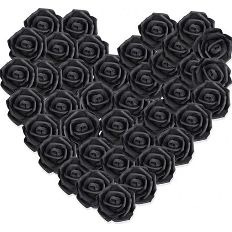 100 roses noires artificielles (têtes de fleurs blanches)-AquaForge (1/5)