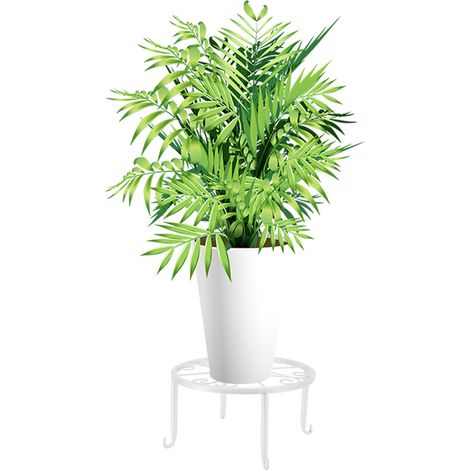 Support à plantes en fer à un seul niveau, sur pied, simple et bas, pour pots de fleurs de balcon ou de salon, 22 x 22 x 12 cm / 8,7 x 8,7 x 4,7 pouces, blanc (1/5)