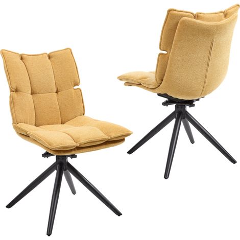 Wahson Dining Chairs Set of 2 Chenille Fabric Thick Padded Swivel Chairs Modern Simple Accent Chiars for Kitchen Living Room, Yellow (1/5)
