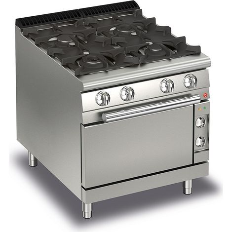 Fourneau à Gaz sur Four Electrique - 4 feux vifs - P 700 - 21,9 kW - Baron