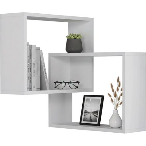 Dmora - Étagère murale Dcarrett, Étagère, Tablette murale, Rayonnage polyvalent, 68x60h68 cm, Blanc