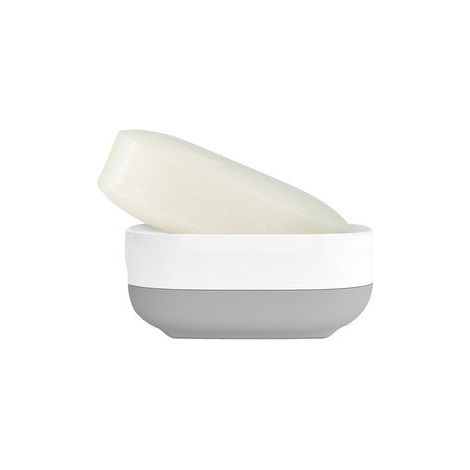 Jabonera compacta Joseph Joseph Slim™ en Gris/Blanco, con base inclinada, drenaje rápido y base antideslizante, fácil de limpiar. (1/4)