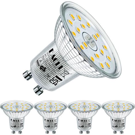 Ampoules LED GU10 Blanc Neutre 4000K, 6.5W Équivalent Halogène 95W, Lot de 4, 715lm Non Dimmable, Éclairag sans Scintillement Large Faisceau 120° Spot, AC 230V plus Court Lampe à Réflecteur (1/5)