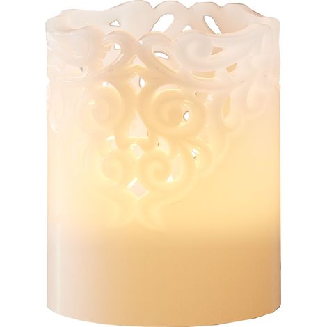 Star Trading Bougie LED Clary de Star Trading, bougie blanc chaud avec minuterie, décoration de Noël à piles pour l'intérieur en cire blanche, hauteur : 10 cm (1/4)