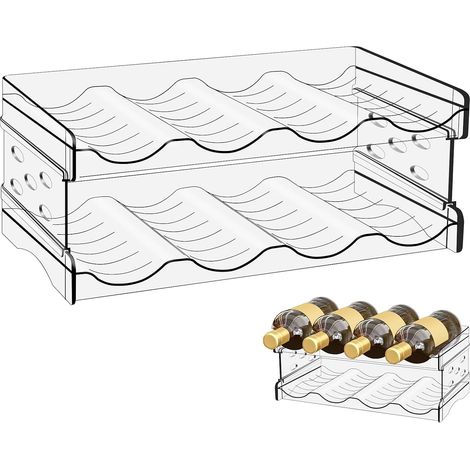 Plafonnier Cristal Casier à Bouteilles - 8 Places - Pet Transparent - Empilable - Réfrigérateur Cuisine - 34,3x19x14 Cm (1/5)