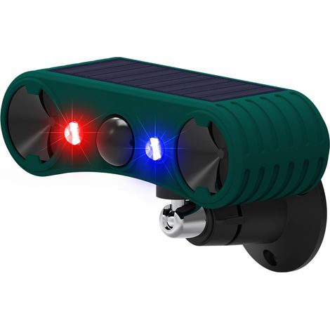 Ultraschall-Solar-Abwehrmittel für Außenbereich, Bauernhof und Obstgarten – Starker Alarm mit Stroboskopblitz und Doppellautsprecher (Modell 911W Grünes Gehäuse)-lsw (1/2)