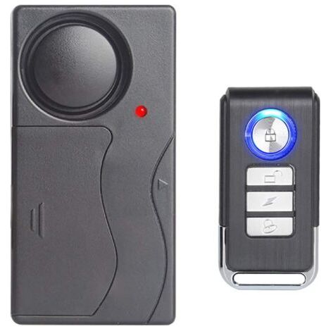 Pair - Alarme de vibration sans fil, alarme antivol pour vélo/vélo/moto/voiture/véhicules/porte/fenêtre, 110 dB super fort (télécommande incluse) (1/5)