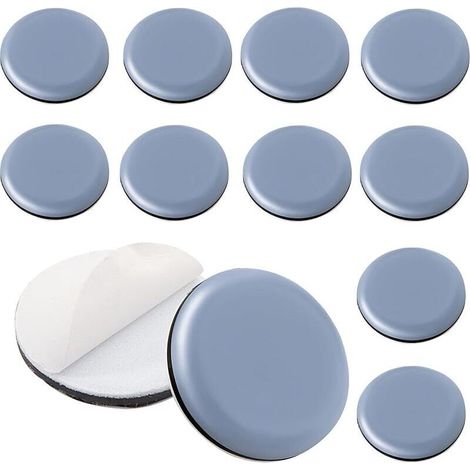 12 Pièces Patins pour Meubles Rond Ø 40 mm Patins Adhésifs Teflon PTFE Protègent Efficacement Déplacer Patins Pieds de Table Patins Autocollants pour Chaises Sols Tapis Meubles Lourds