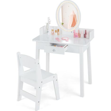 Kids Vanity Set with Lighted Mirror-White (1/5)