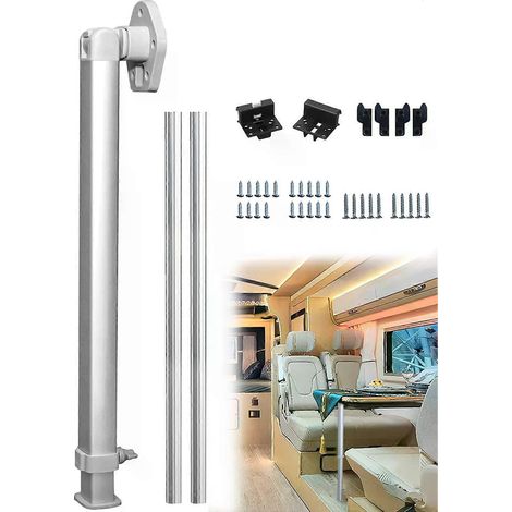 Pieds de table pliables et télescopiques pour camping-car de 54 à 93 cm, avec deux barres transversales de 50 cm, pieds de table réglables, pieds télescopiques, pieds de table pour camping-car, argent (1/5)