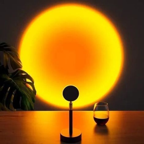 (Schwarze) Tischleuchte mit Sonnenuntergangsprojektion – Schwarz – USB-aufladbar – LED – Modernes Design (1/4)