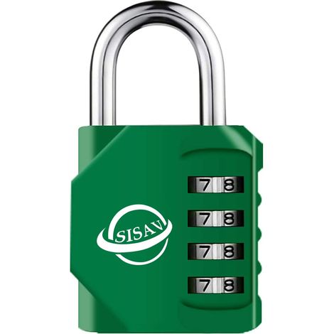 Cadenas à Combinaison 4 Chiffres Pour Usage Extérieur,Pour Casier de Gymnase Scolaire,Casier de Sport,Portail de Clôture,Portail,Loquets et Boîte à Outils,Vert (1/5)