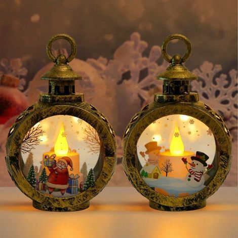 2 pièces Lanterne,Design maison,Lumière vacillante,Piles incluses,Décoration Noël,Intérieur Extérieur (1/5)