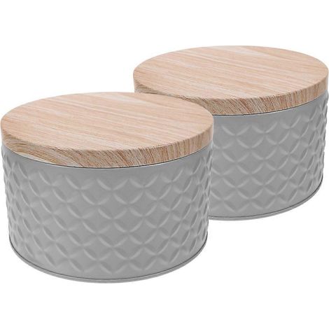 Boîtes à biscuits décoratives grises avec couvercles, boîte de rangement en métal, lot de 8 (1/5)