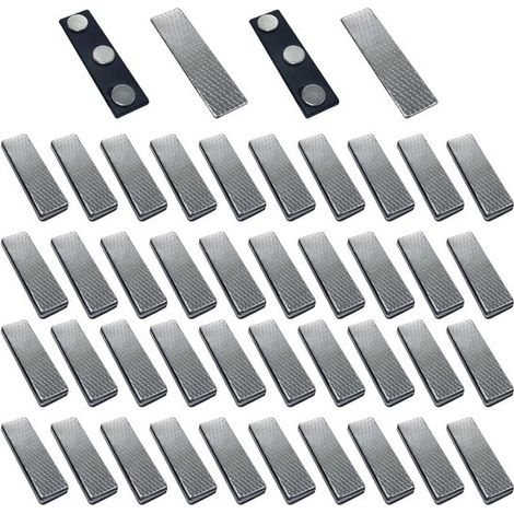 Targhette magnetiche nominative, set da 50 pezzi, in acciaio inox e plastica, 45 x 13 mm (1/5)