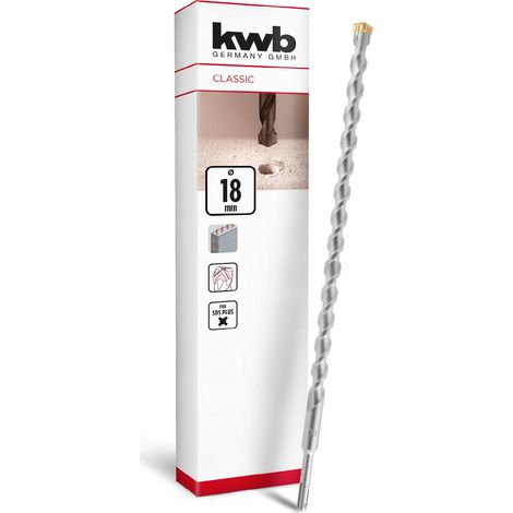 Foret SDS Plus, foret marteau SDS Plus (Ø 18 mm x 460/400 mm, avec tranchant en métal dur 4X extrêmement rapide, pour béton armé, pierre (1/5)