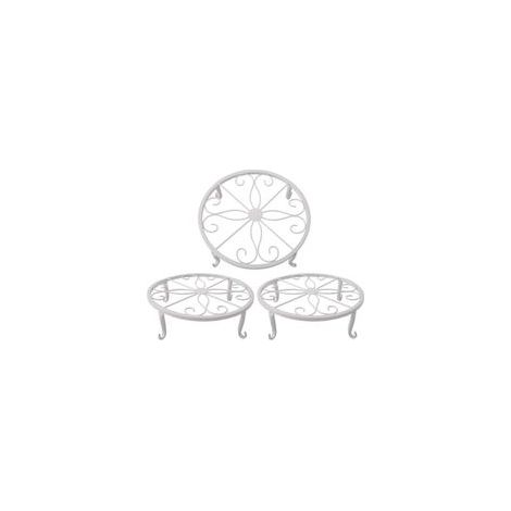 Support de pot de fleurs blanc 23 x 23 x 11,5 cm, support de plantes succulentes en fer rétro pour intérieur et extérieur, 3 pièces (1/5)