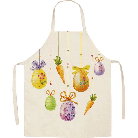 Tablier De Cuisine - Polyester Imprimé Thème Pâques - Pour Adulte - Usage Multifonctionnel En Intérieur Et En Extérieur - 65 x 75 cm - 1 Pièce (1/5)