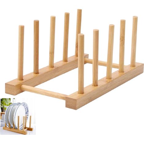 Étagère de rangement en bambou à 4 compartiments - Séchoir à linge - Étagère de cuisine - 22 x 11,5 x 10 cm - Couleur bois naturel - 1 pièce (1/5)