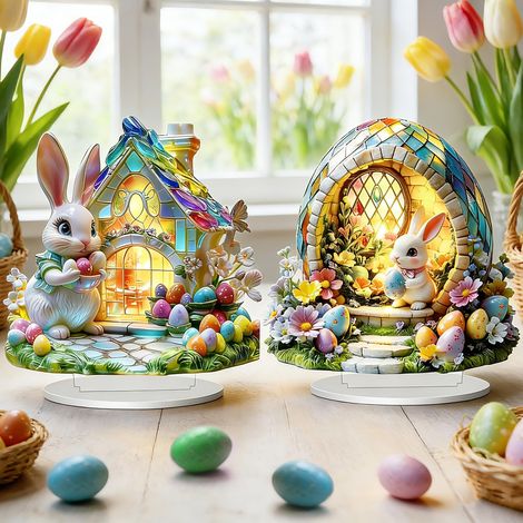 Easter Decoration Acrylic 2D, Easter Decoration Table Decoration, Easter Bunny Decoration Figures, Decoration Easter Stand, Easter Decoration for Easter Gift (1/5)